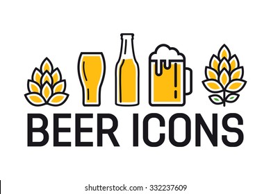 Set of colorful beer icons