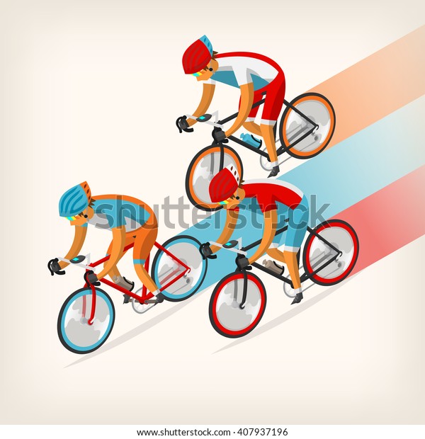 Set Colorful Bicycle Riders Training Competition Stock Vector (Royalty ...