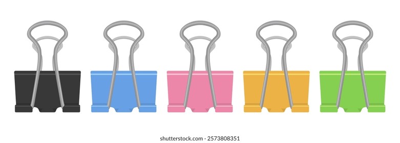 Set of Colorful Binder Clip Illustrations