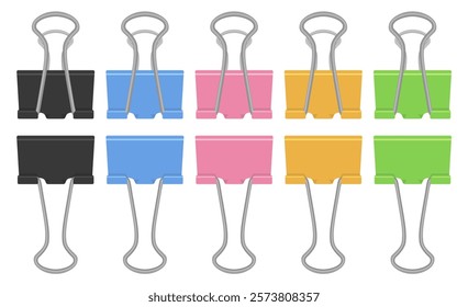 Set of Colorful Binder Clip Illustrations