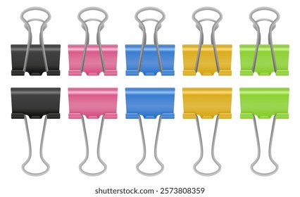 Set of Colorful Binder Clip Illustrations