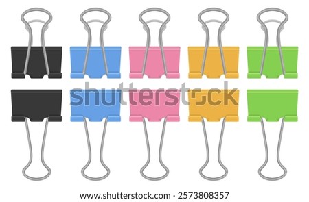 Set of Colorful Binder Clip Illustrations