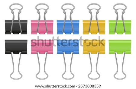 Set of Colorful Binder Clip Illustrations