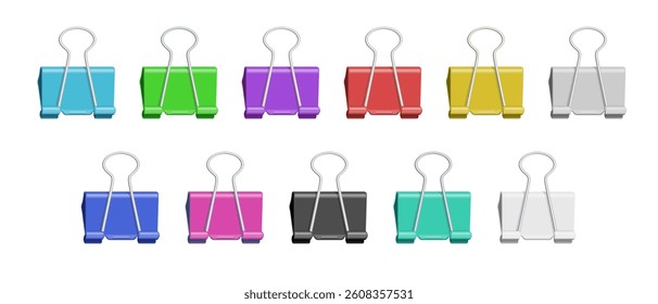 Set of Colorful Binder Clips in Assorted Shades