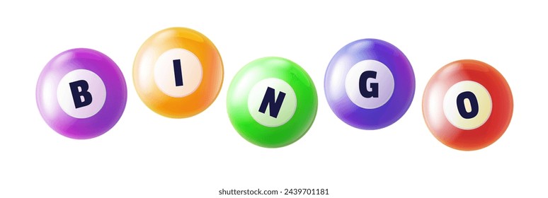 Set of colorful bingo balls with numbers, vector illustration on white