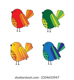 Set of Colorful bird cartoon vector