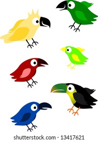 Set of colorful birds - vector.