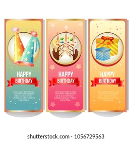 set of colorful birthday banner