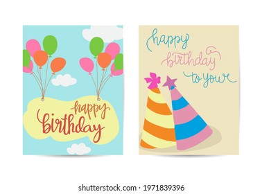 Set of colorful birthday cards design
