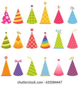 Set of colorful Birthday hats