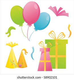 set of colorful birthday icons