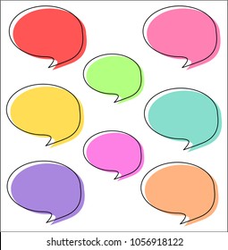 set of colorful black speech bubbles vector illustrator explosions.