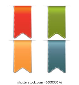 Set of colorful blank bookmarks or labels,