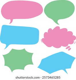 Set of colorful blank empty speech bubbles for text, chatting, message box. Vector illustration balloon speak sign dialog communication frame