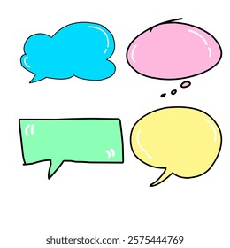 Set of colorful blank empty speech bubbles for text, chatting, message box. Vector illustration balloon speak sign dialog communication frame