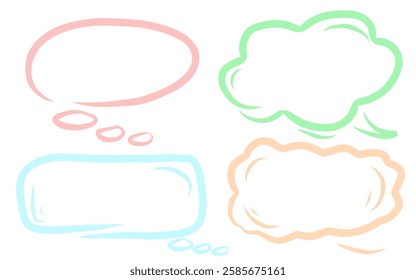 Set of colorful blank empty speech bubbles for text, chatting, message box. Vector illustration balloon speak sign dialog communication frame