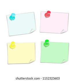 Set of colorful blank notes. Vector.