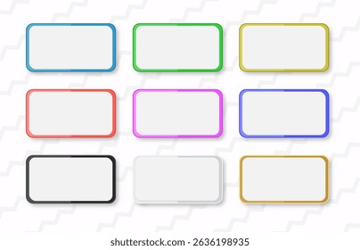 Set of Colorful Blank Rectangle Labels and Buttons