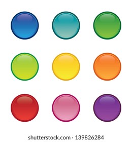 Set of Colorful Blank Round Buttons