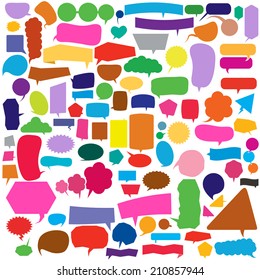 Set of colorful blank speech bubble