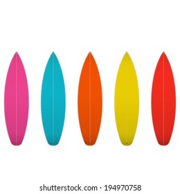 Set of colorful blank surfboards. Vector illustration