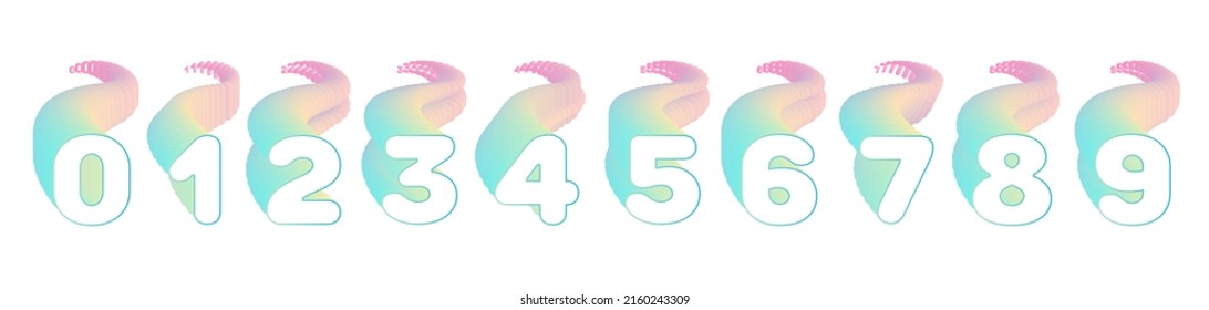 Set of colorful blend numbers for marketing design. Bullet point 0 to 9