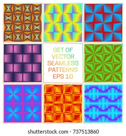 Set of colorful blended seamless patterns. Vector backgrounds