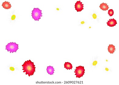 set of colorful blooming flowers falling without a background