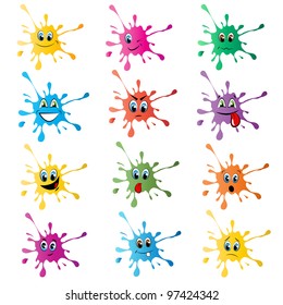 Set of colorful blot smileys