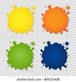 Set Of Colorful Blots, Isolated on Transparent Background, Vector Illustration