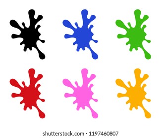 Set of colorful blots, isolated. Paint spots