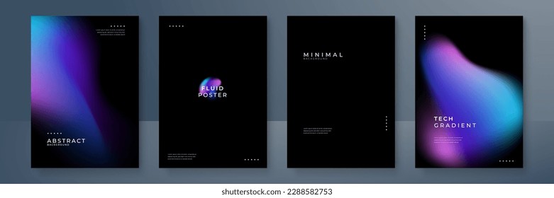 Set of colorful blurred blue pink purple grainy gradient background for business technology poster template