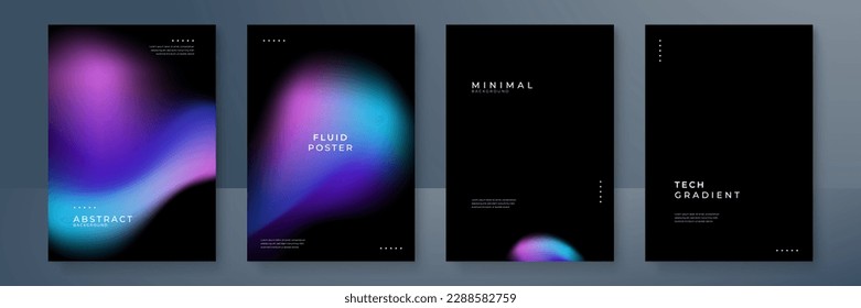 Set of colorful blurred blue pink purple grainy gradient background for business technology poster template