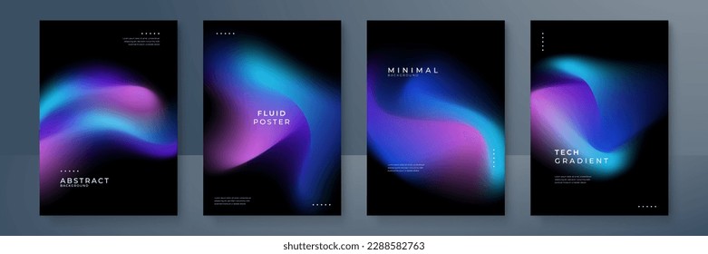 Set of colorful blurred blue pink purple grainy gradient background for business technology poster template