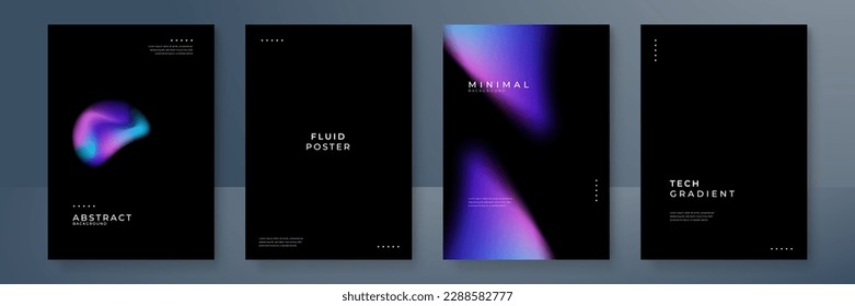 Set of colorful blurred blue pink purple grainy gradient background for business technology poster template