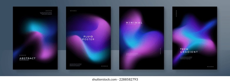 Set of colorful blurred blue pink purple grainy gradient background for business technology poster template