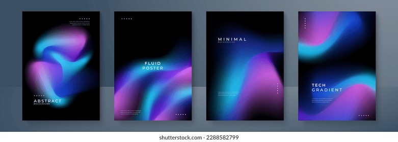 Set of colorful blurred blue pink purple grainy gradient background for business technology poster template