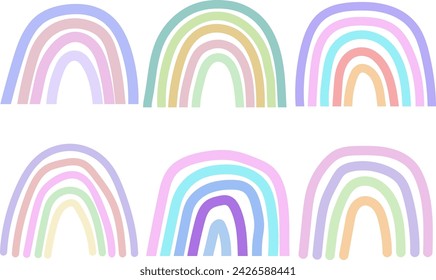 Set of colorful boho rainbow