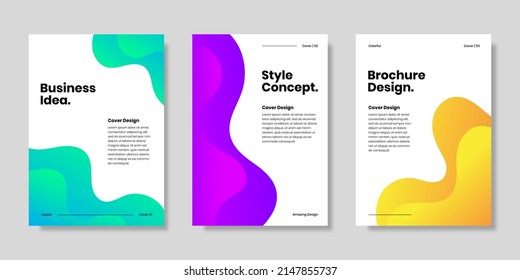 Set of colorful book cover brochure designs. Vector illustration.