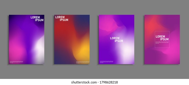 Set of colorful book covers with fluid gradient background