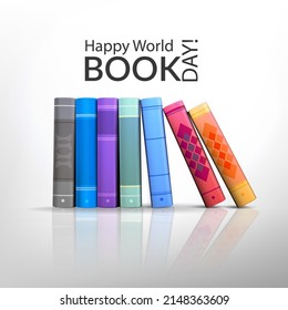 A set of colorful book displayed realistically, Use the design in campaigns to educate about book at world book and copyright day