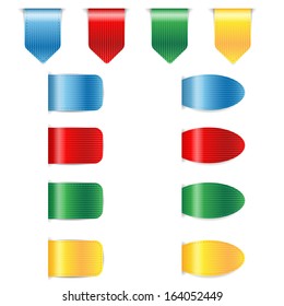 set of colorful bookmarks isolated on white background.collection of ribbons in different shapes and colors.vector