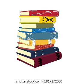 set of colorful books in a random position Education Study Knowledge School vector illustration