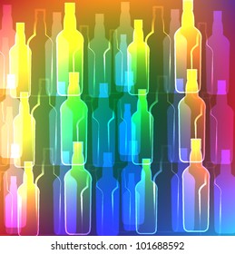 set of colorful bottle on background