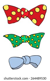 Set of colorful bow tie in different colors