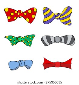 Set of colorful bow tie in different colors