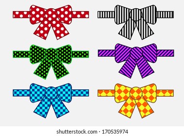 A set of colorful bows