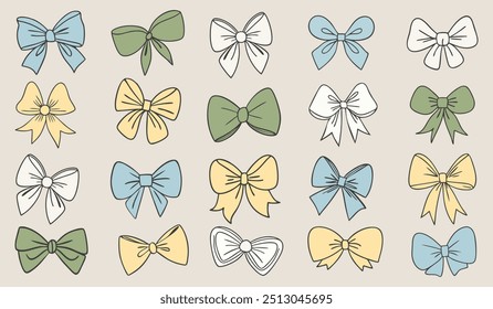a set of colorful bows