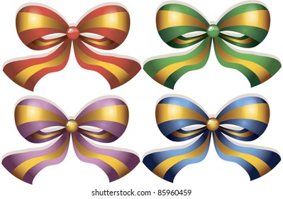 A set of colorful bows