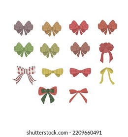 Set Of Colorful Bows and Ribbons. Vector Illustration.